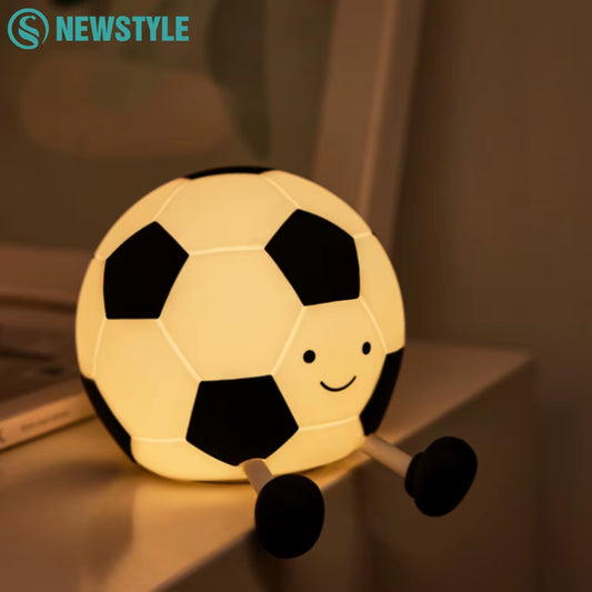 Novelty Football Silicone Night Light Rechargeable Sleeping Night Lamp with 3 Level Dimmable Nursery Bedside Lamp for Room Decor